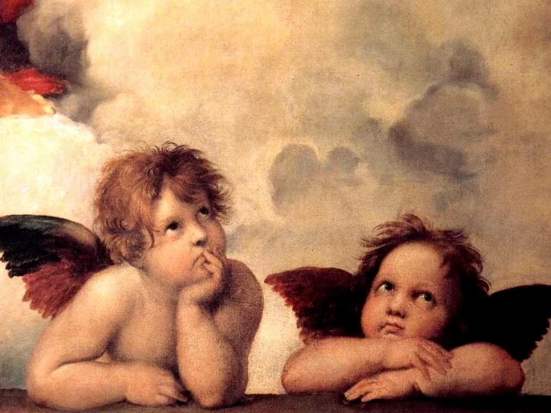 1483-Raffaello Sanzi - Madonna Sistina - Dresda, Gemäldegalerie Alte Meister - dettaglio
